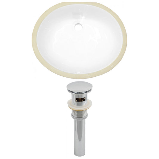 American Imaginations AI-12803 20" White Oval Ceramic Undermount Bathroom Sink Set