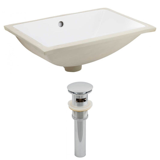 American Imaginations AI-12807 21" White Rectangular Ceramic Undermount Bathroom Sink Set