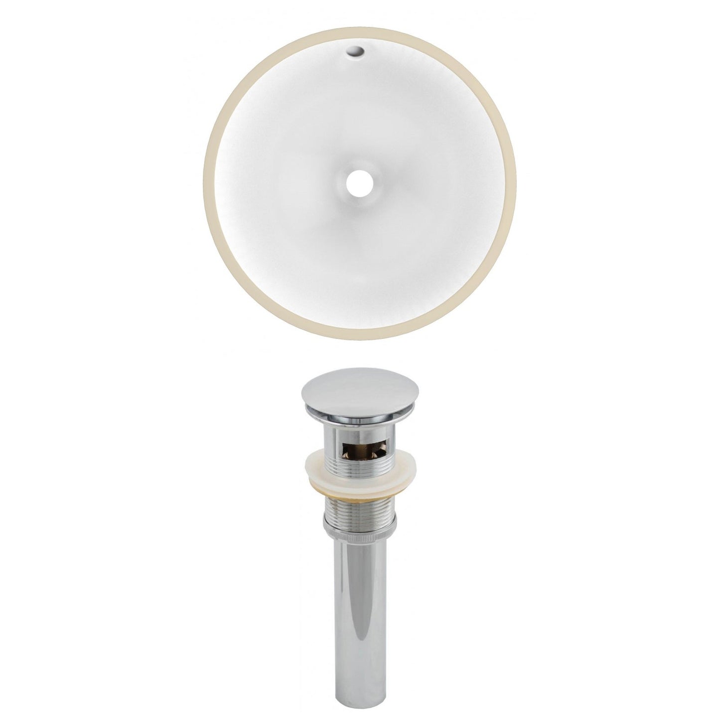 American Imaginations AI-12809 17" White Round Ceramic Undermount Bathroom Sink Set