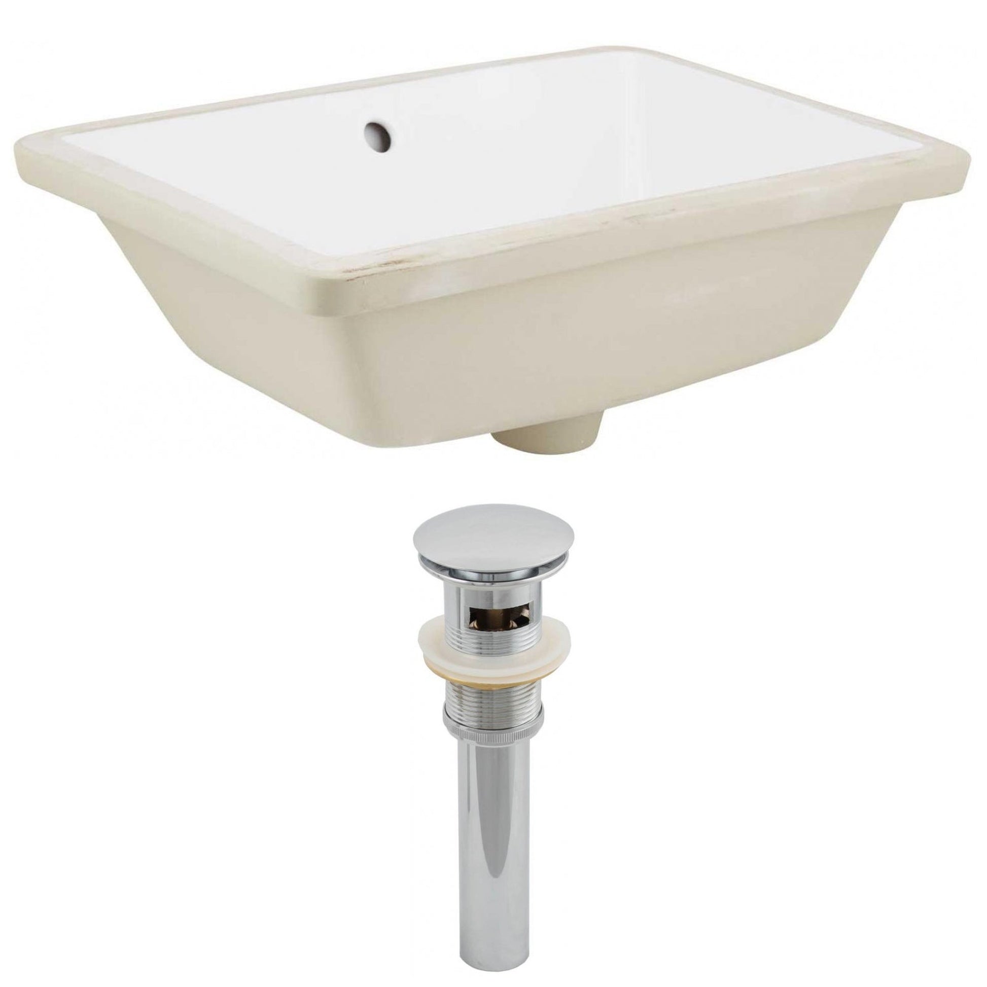 American Imaginations AI-12811 18" White Rectangular Ceramic Undermount Bathroom Sink Set