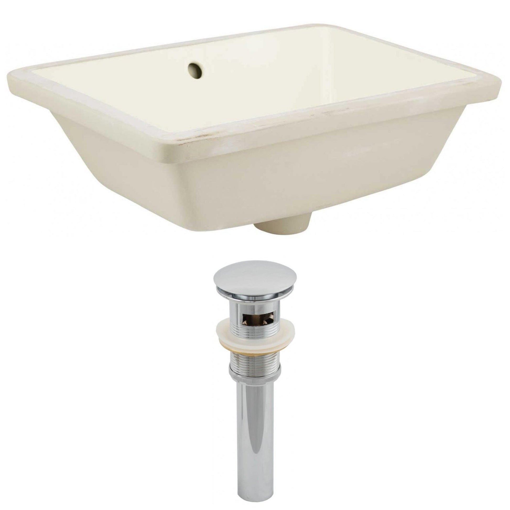 American Imaginations AI-12813 18" Biscuit Rectangular Ceramic Undermount Bathroom Sink Set