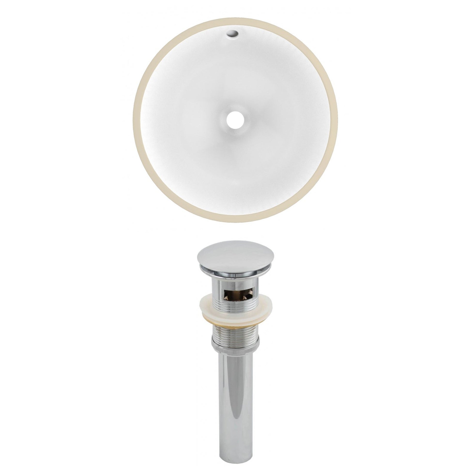 American Imaginations AI-12815 15" White Round Ceramic Undermount Bathroom Sink Set