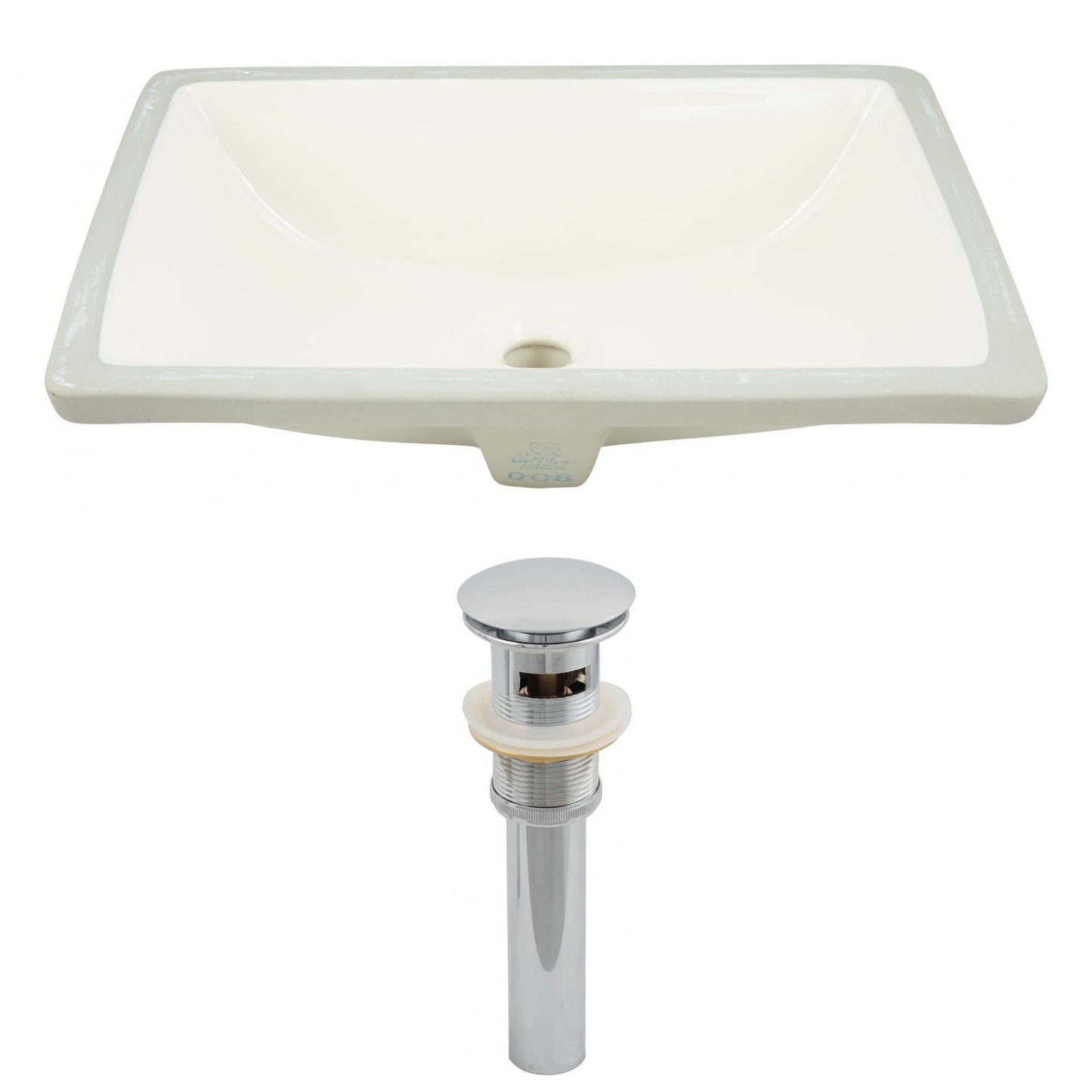 American Imaginations AI-12819 18" Biscuit Rectangular Ceramic Undermount Bathroom Sink Set