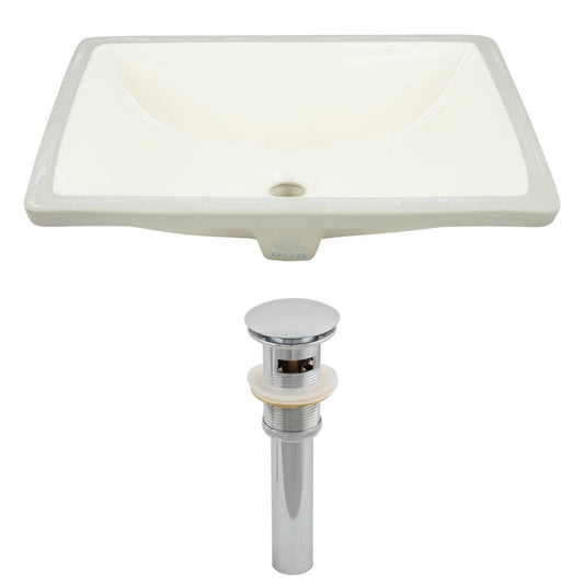 American Imaginations AI-12819 18" Biscuit Rectangular Ceramic Undermount Bathroom Sink Set