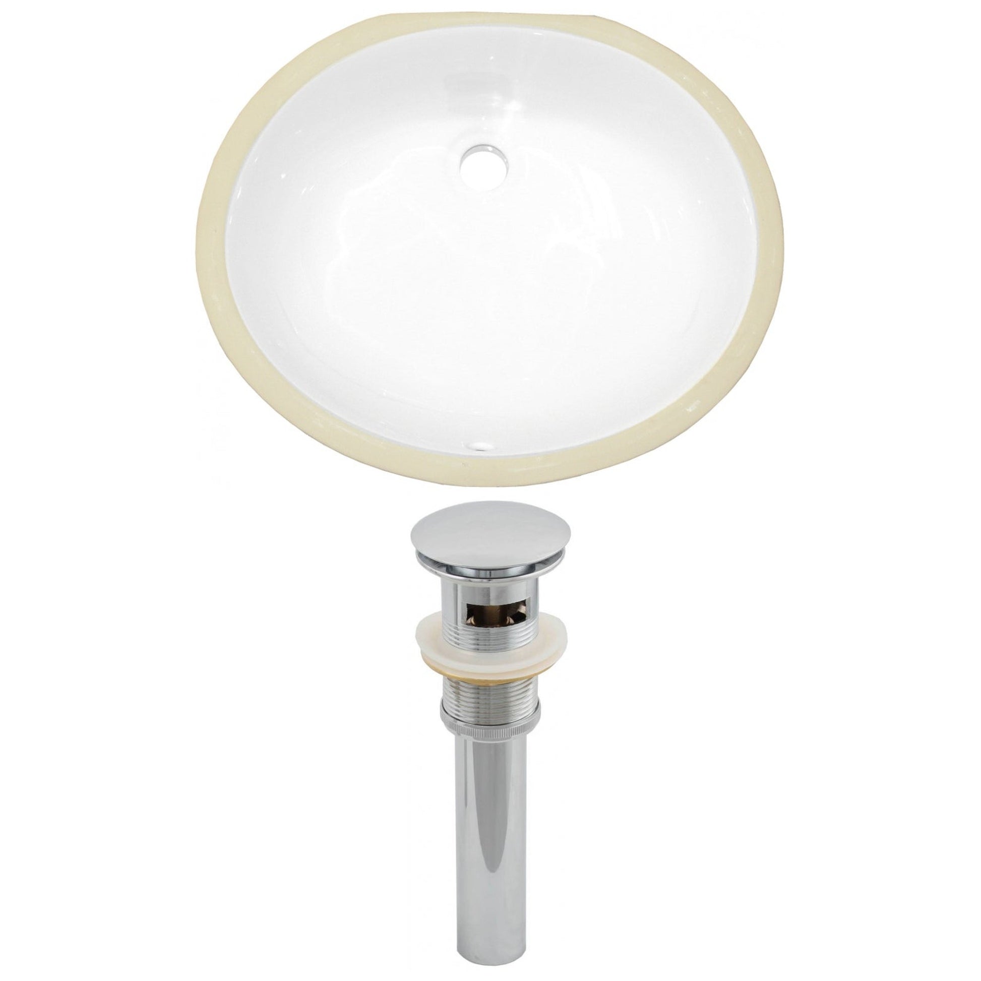 American Imaginations AI-12821 20" White Oval Ceramic Undermount Bathroom Sink Set