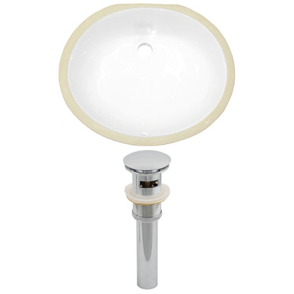 American Imaginations AI-12821 20" White Oval Ceramic Undermount Bathroom Sink Set
