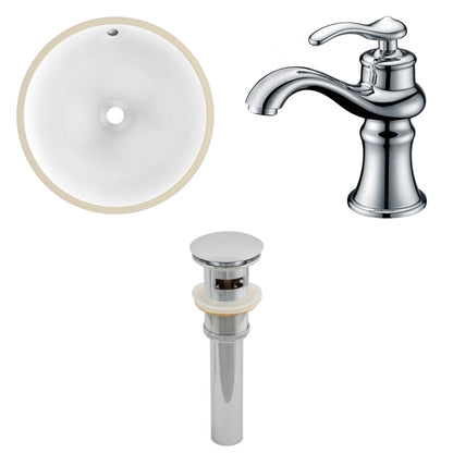 American Imaginations AI-12929 17" White Round Ceramic Undermount Bathroom Sink Set