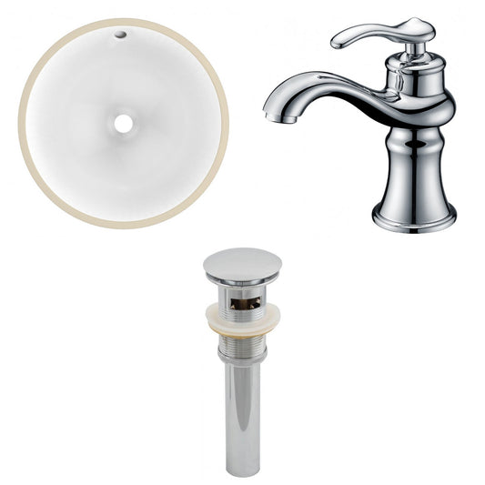 American Imaginations AI-12929 17" White Round Ceramic Undermount Bathroom Sink Set
