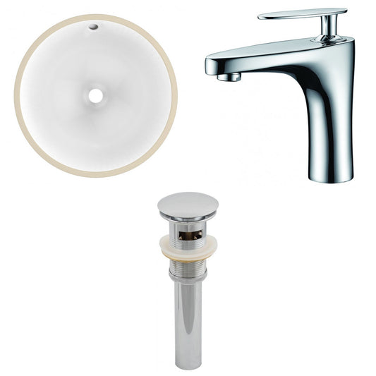 American Imaginations AI-12935 17" White Round Ceramic Undermount Bathroom Sink Set