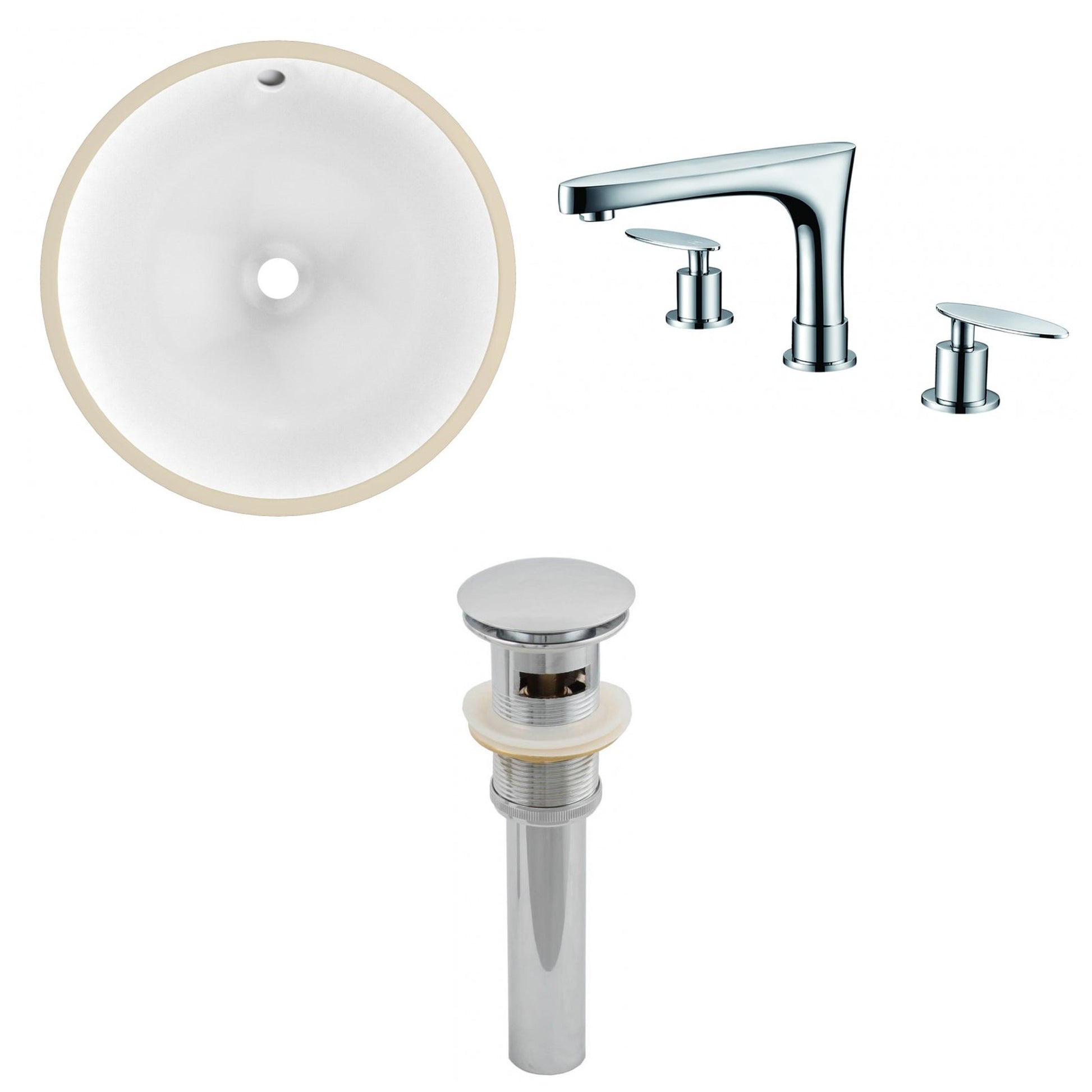 American Imaginations AI-12937 17" White Round Ceramic Undermount Bathroom Sink Set