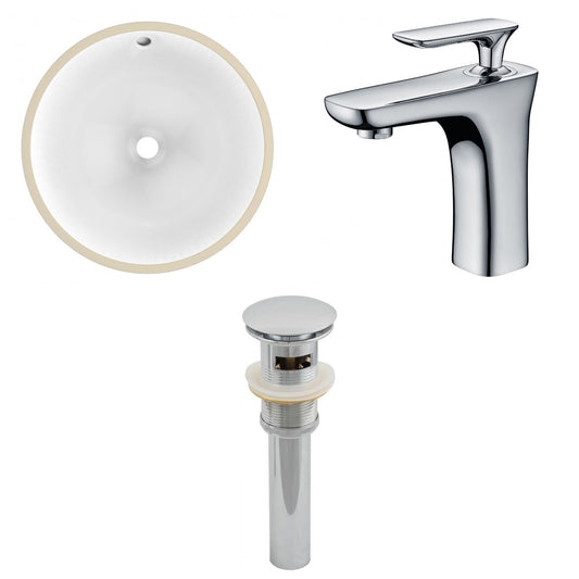 American Imaginations AI-12939 17" White Round Ceramic Undermount Bathroom Sink Set