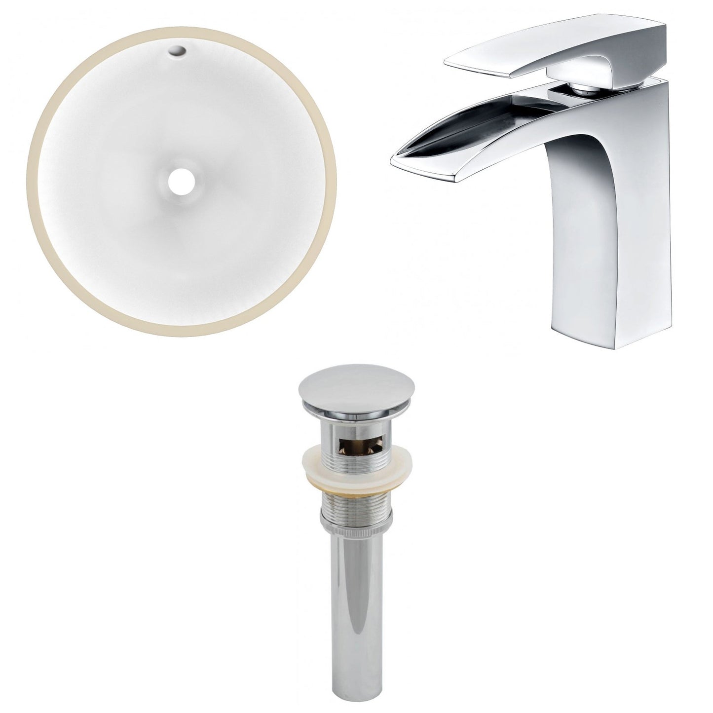 American Imaginations AI-12943 17" White Round Ceramic Undermount Bathroom Sink Set