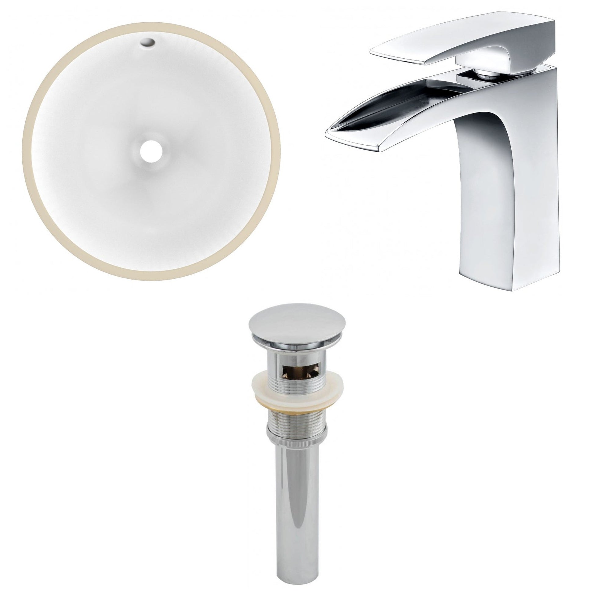 American Imaginations AI-12943 17" White Round Ceramic Undermount Bathroom Sink Set