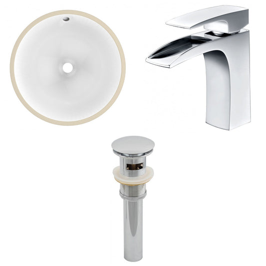 American Imaginations AI-12943 17" White Round Ceramic Undermount Bathroom Sink Set