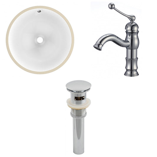 American Imaginations AI-12947 17" White Round Ceramic Undermount Bathroom Sink Set