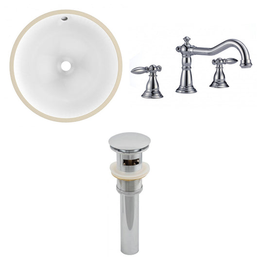 American Imaginations AI-12951 17" White Round Ceramic Undermount Bathroom Sink Set