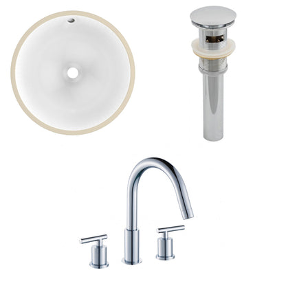 American Imaginations AI-12953 17" White Round Ceramic Undermount Bathroom Sink Set