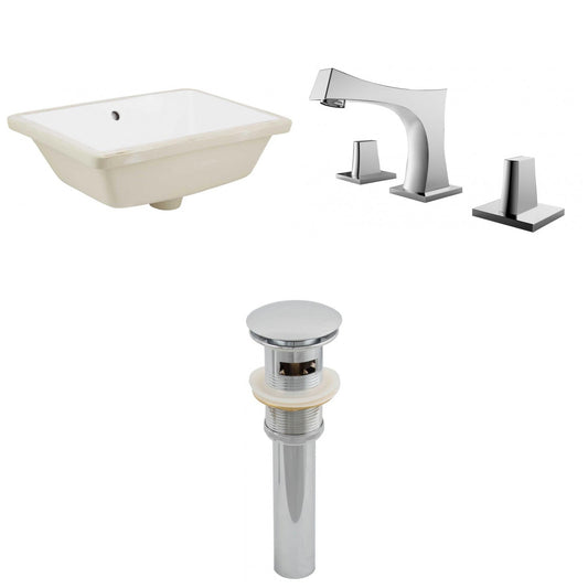 American Imaginations AI-12957 18" White Rectangular Ceramic Undermount Bathroom Sink Set