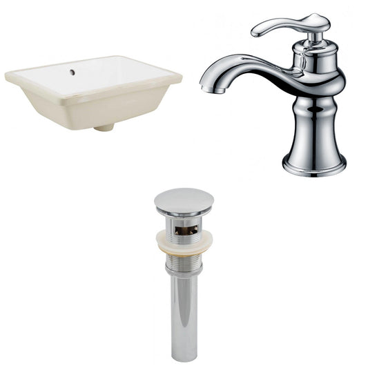 American Imaginations AI-12959 18" White Rectangular Ceramic Undermount Bathroom Sink Set