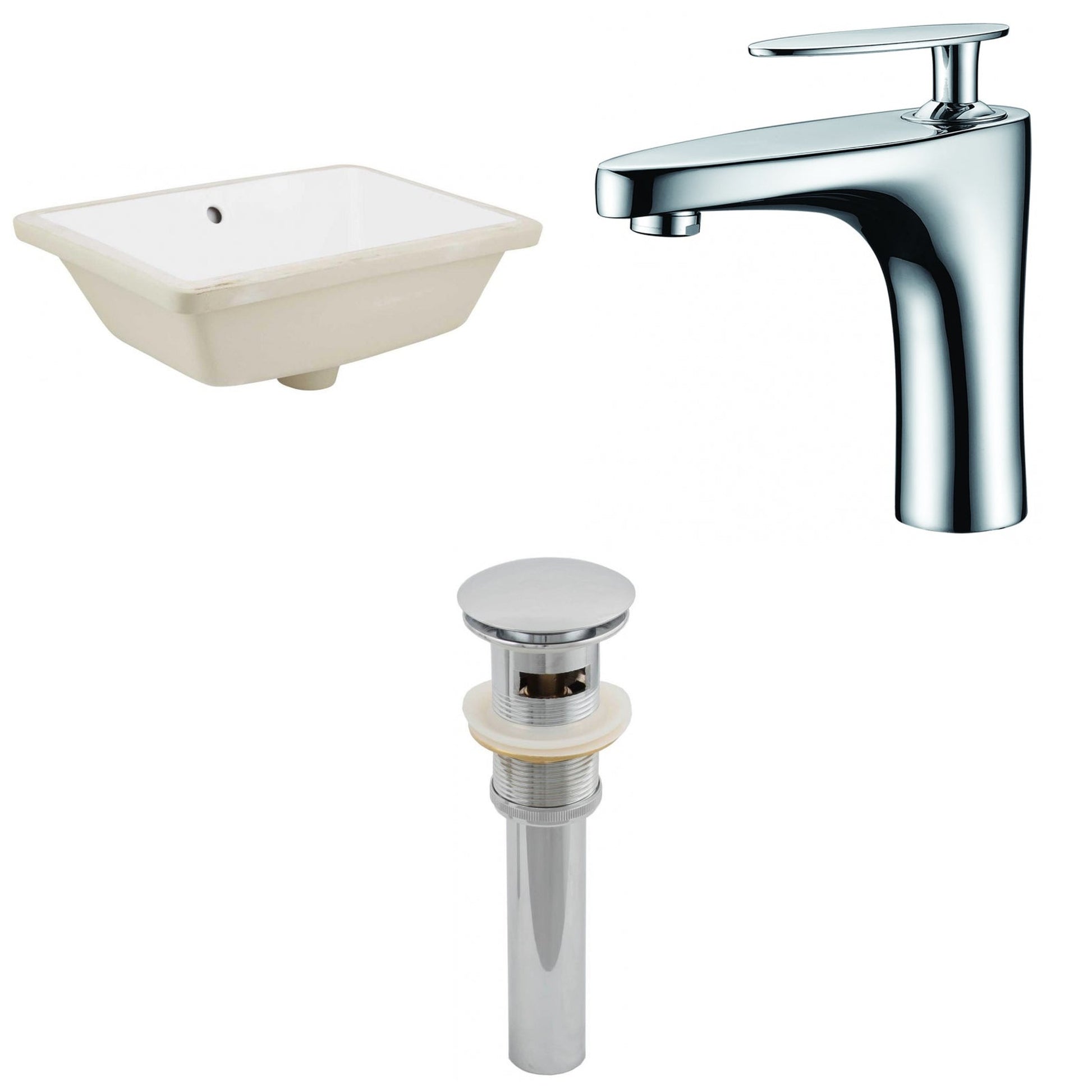 American Imaginations AI-12965 18" White Rectangular Ceramic Undermount Bathroom Sink Set