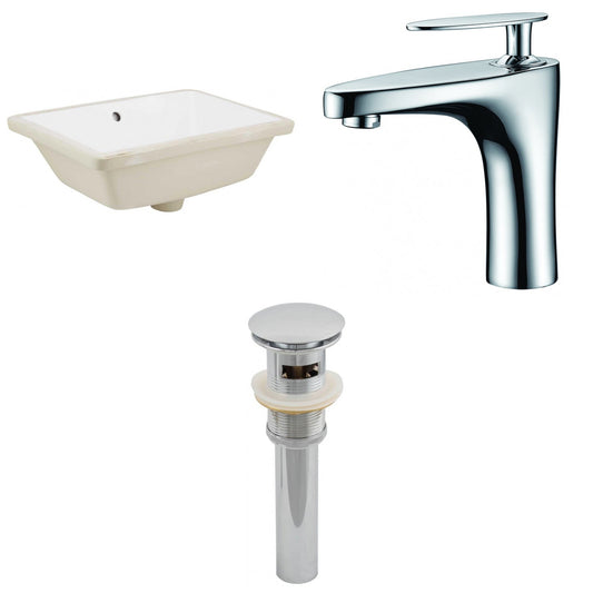 American Imaginations AI-12965 18" White Rectangular Ceramic Undermount Bathroom Sink Set