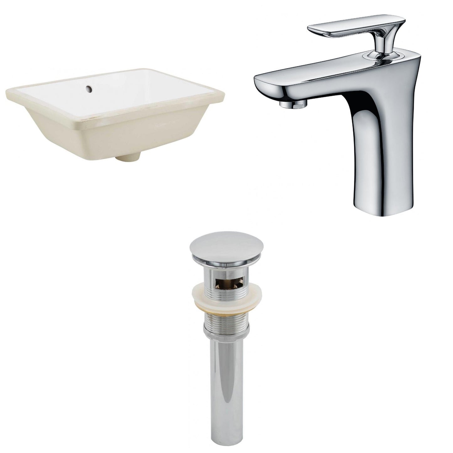 American Imaginations AI-12969 18" White Rectangular Ceramic Undermount Bathroom Sink Set