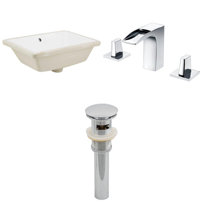 American Imaginations AI-12975 18" White Rectangular Ceramic Undermount Bathroom Sink Set