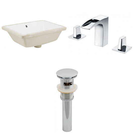 American Imaginations AI-12975 18" White Rectangular Ceramic Undermount Bathroom Sink Set