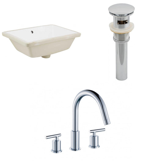 American Imaginations AI-12983 18" White Rectangular Ceramic Undermount Bathroom Sink Set
