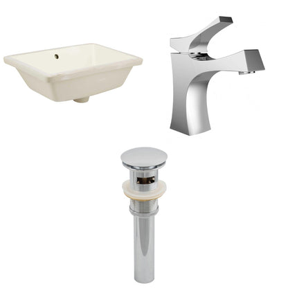 American Imaginations AI-12985 18" Biscuit Rectangular Ceramic Undermount Bathroom Sink Set