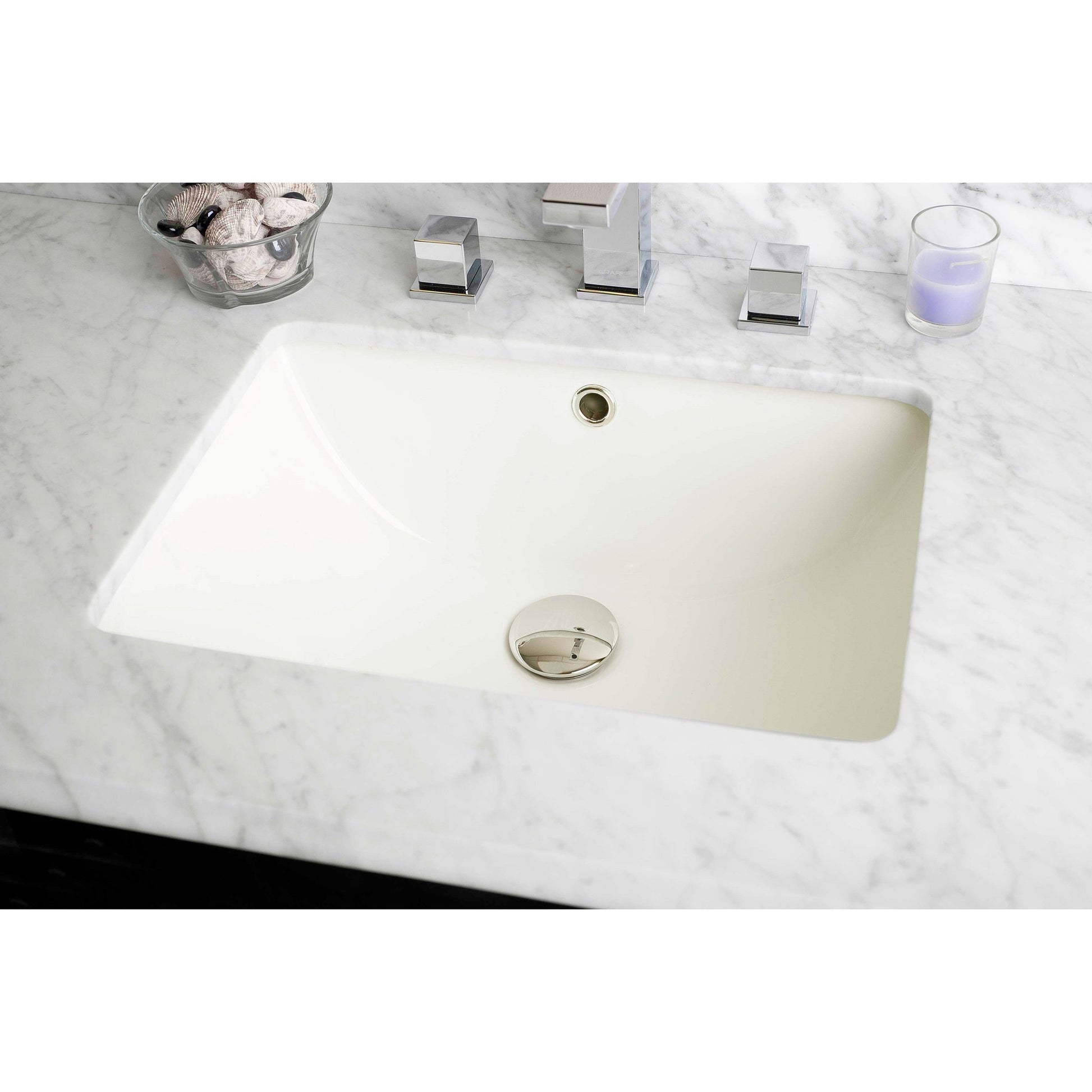 American Imaginations AI-12997 18" Biscuit Rectangular Ceramic Undermount Bathroom Sink Set