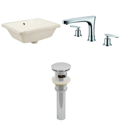 American Imaginations AI-12997 18" Biscuit Rectangular Ceramic Undermount Bathroom Sink Set