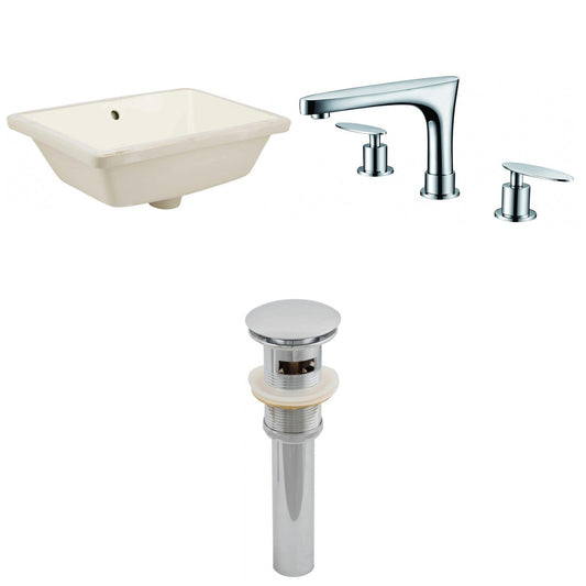 American Imaginations AI-12997 18" Biscuit Rectangular Ceramic Undermount Bathroom Sink Set
