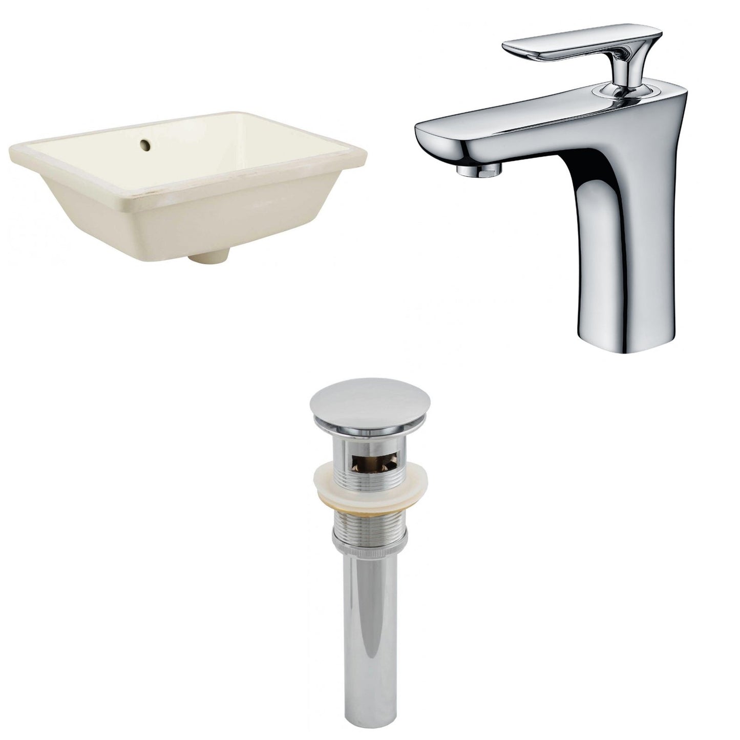 American Imaginations AI-12999 18" Biscuit Rectangular Ceramic Undermount Bathroom Sink Set