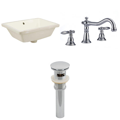 American Imaginations AI-13011 18" Biscuit Rectangular Ceramic Undermount Bathroom Sink Set