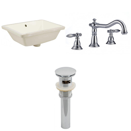 American Imaginations AI-13011 18" Biscuit Rectangular Ceramic Undermount Bathroom Sink Set