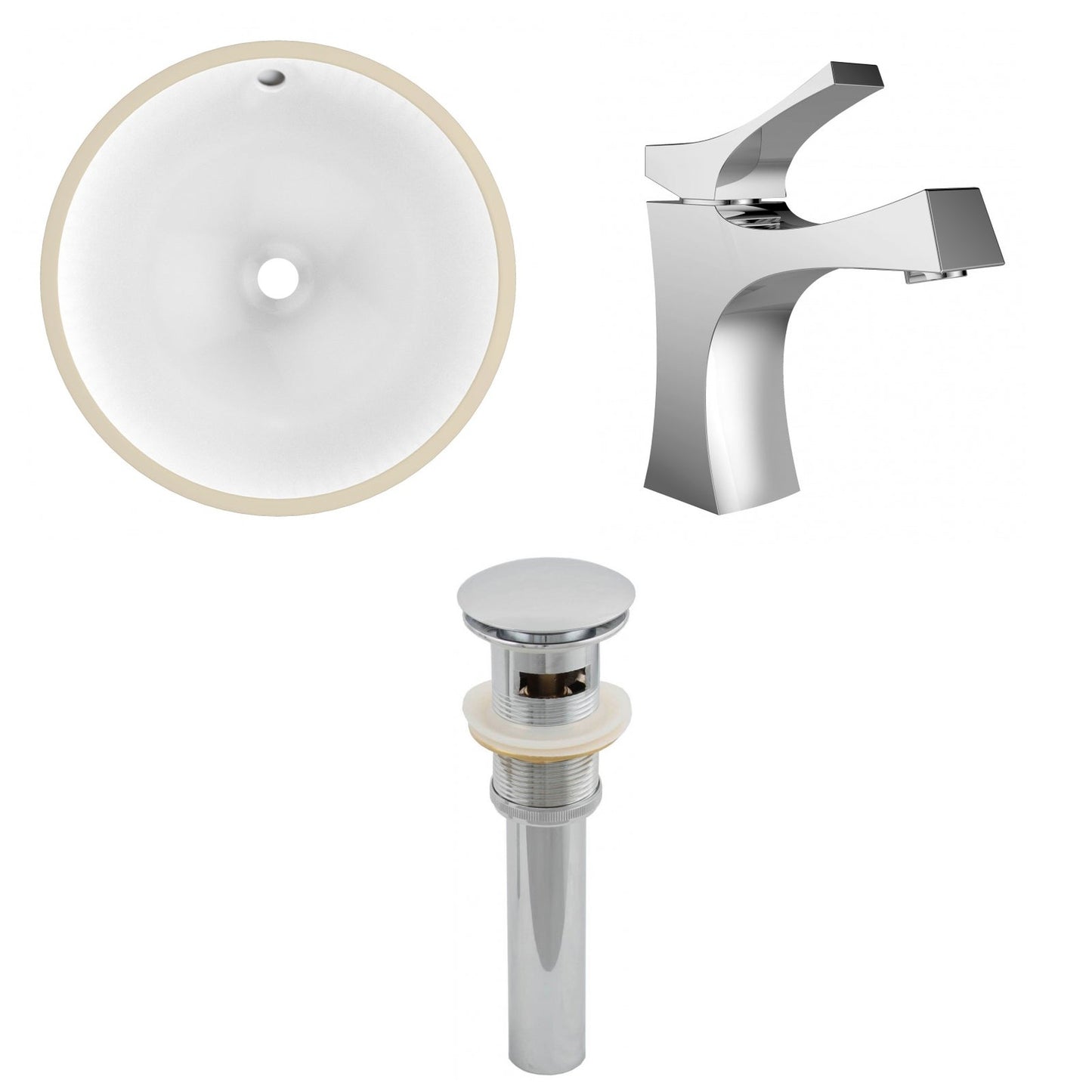 American Imaginations AI-13015 15" White Round Ceramic Undermount Bathroom Sink Set