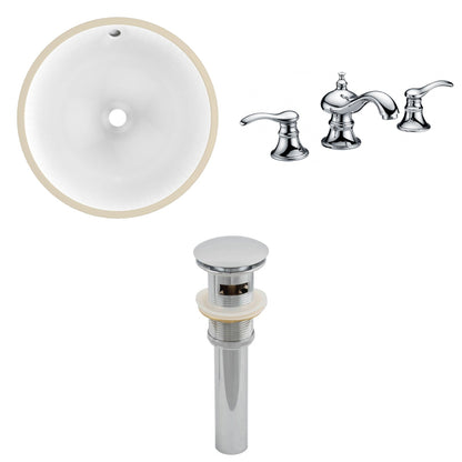 American Imaginations AI-13023 15" White Round Ceramic Undermount Bathroom Sink Set
