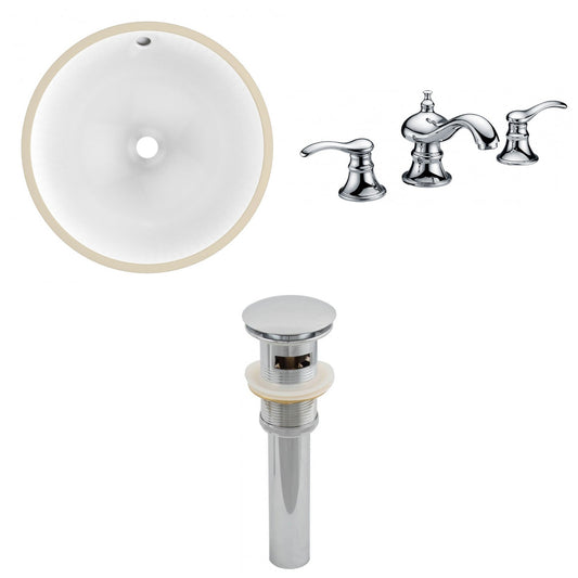 American Imaginations AI-13023 15" White Round Ceramic Undermount Bathroom Sink Set