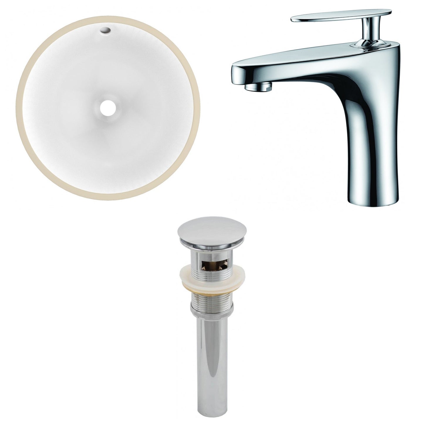 American Imaginations AI-13025 15" White Round Ceramic Undermount Bathroom Sink Set