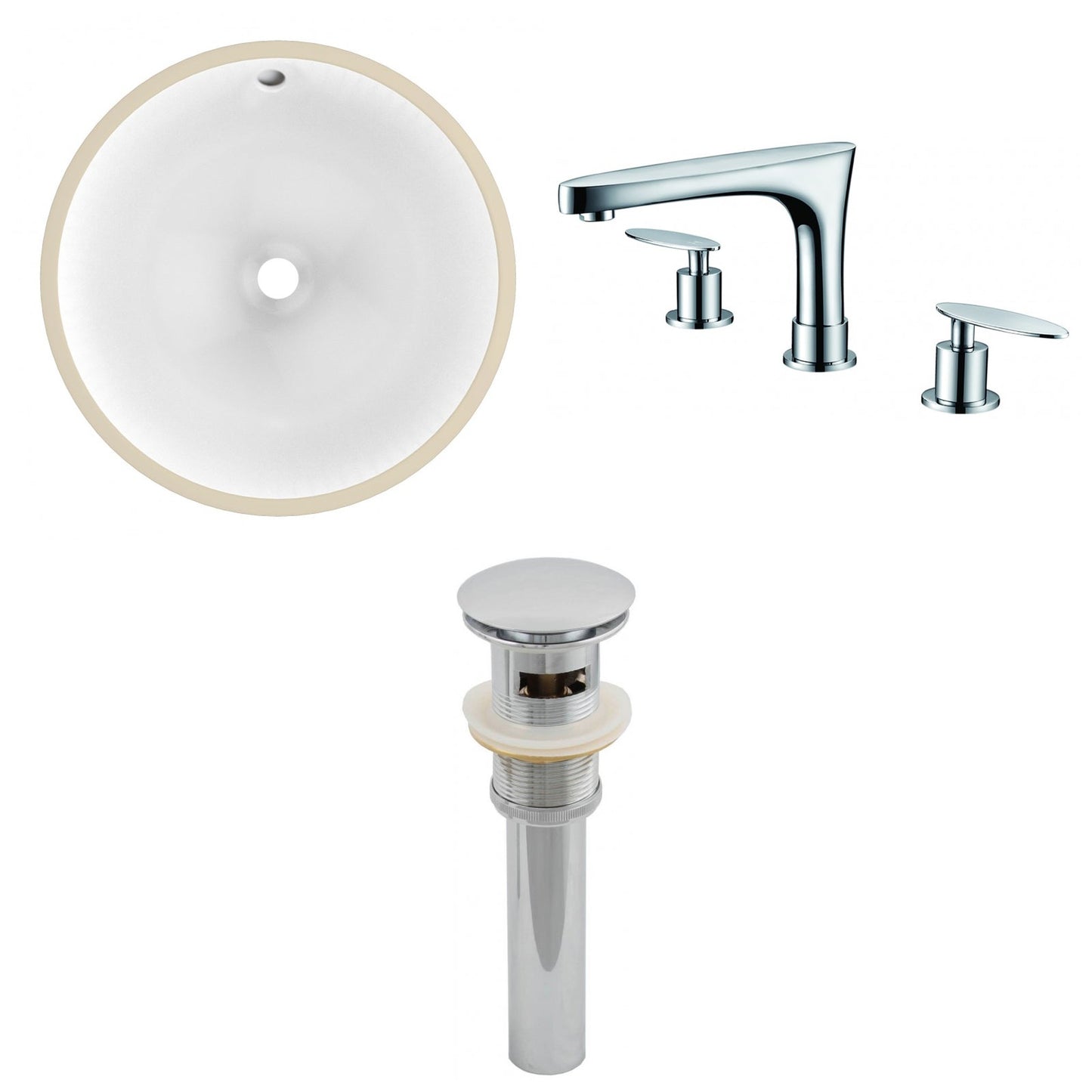 American Imaginations AI-13027 15" White Round Ceramic Undermount Bathroom Sink Set
