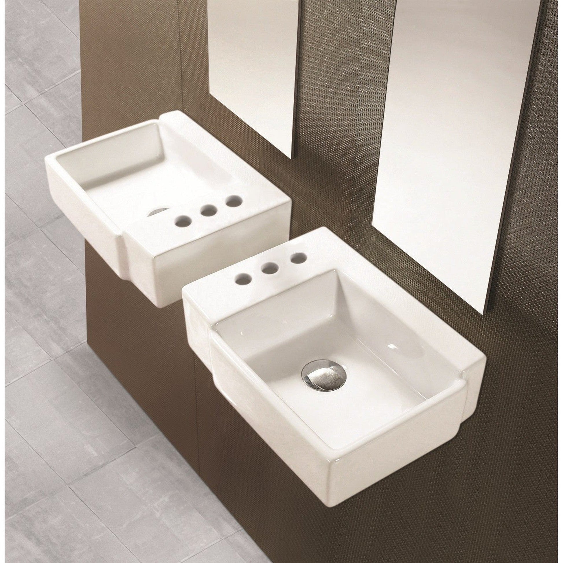 American Imaginations AI-1304 16" Rectangle Enamel Glaze White Ceramic Transitional