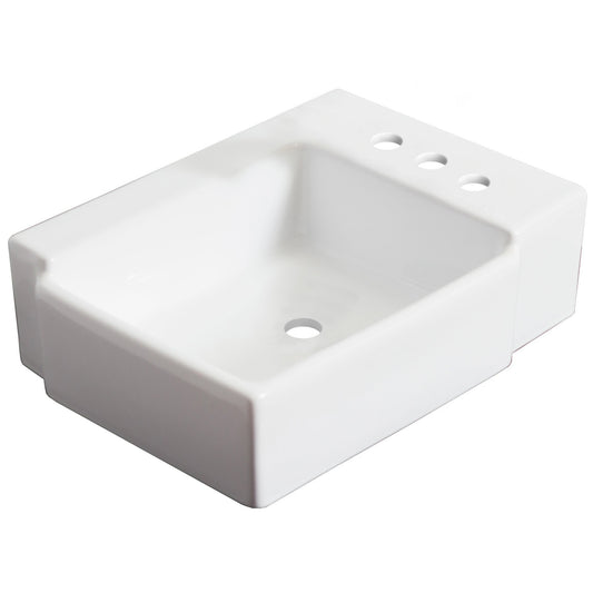 American Imaginations AI-1304 16" Rectangle Enamel Glaze White Ceramic Transitional