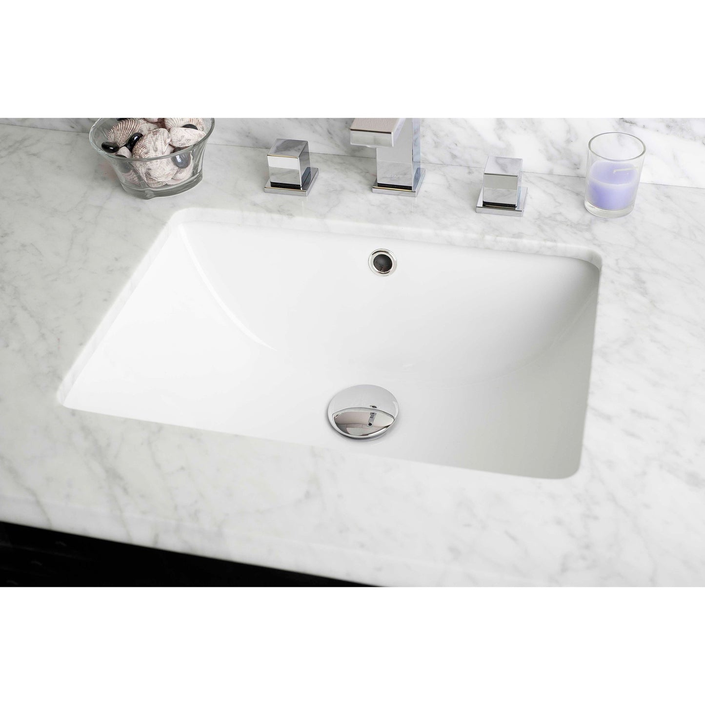 American Imaginations AI-13047 18" White Rectangular Ceramic Undermount Bathroom Sink Set