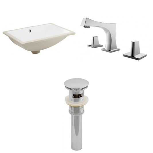 American Imaginations AI-13047 18" White Rectangular Ceramic Undermount Bathroom Sink Set