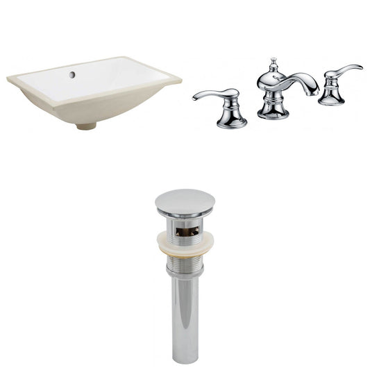 American Imaginations AI-13053 18" White Rectangular Ceramic Undermount Bathroom Sink Set