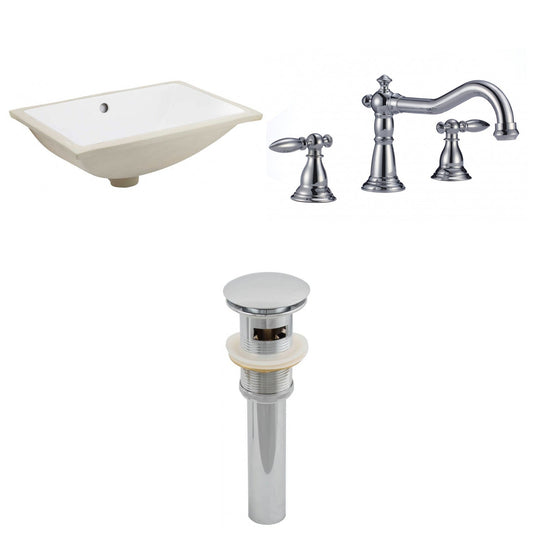 American Imaginations AI-13071 18" White Rectangular Ceramic Undermount Bathroom Sink Set