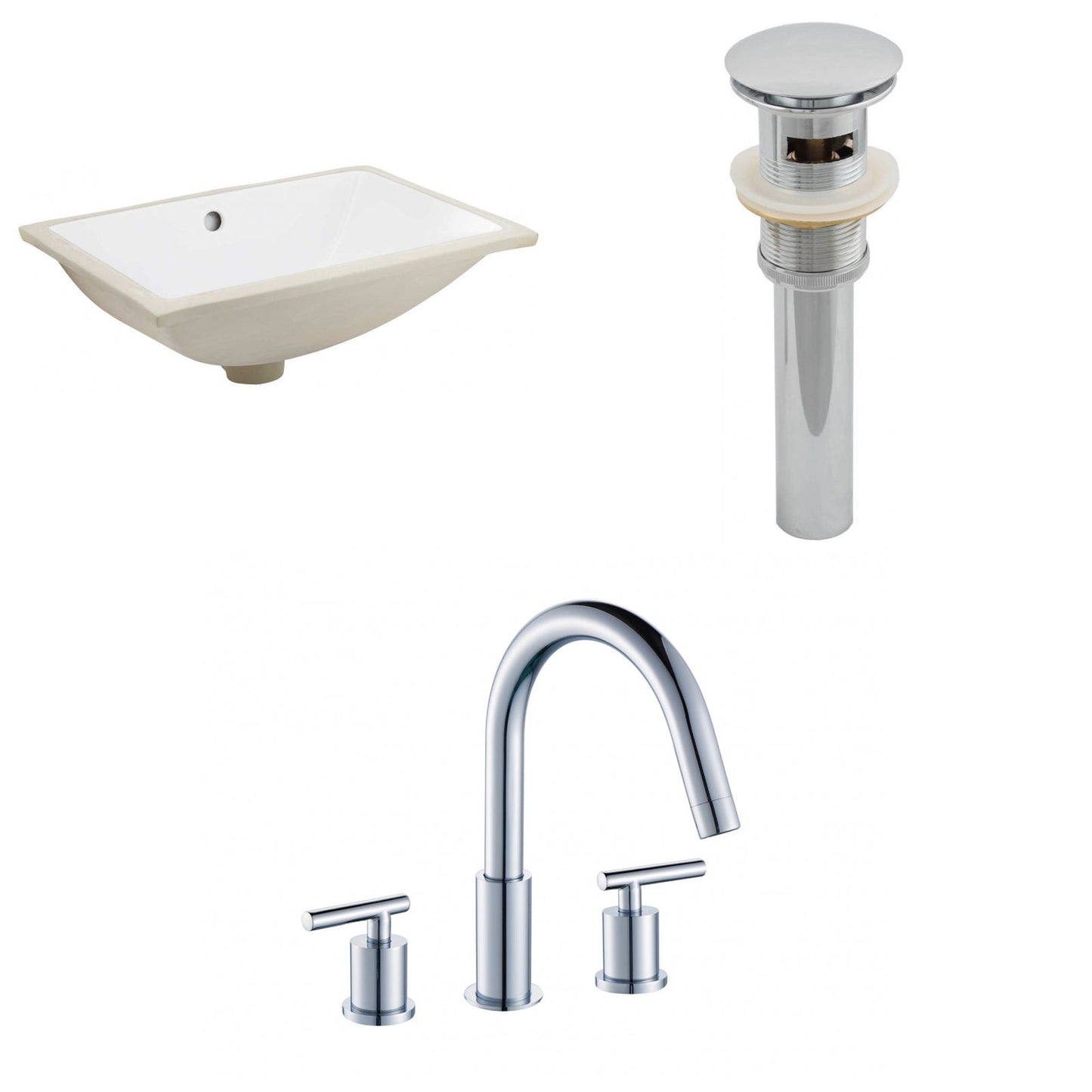 American Imaginations AI-13073 18" White Rectangular Ceramic Undermount Bathroom Sink Set