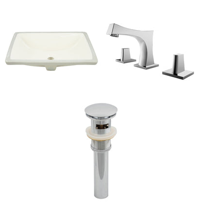 American Imaginations AI-13077 18" Biscuit Rectangular Ceramic Undermount Bathroom Sink Set