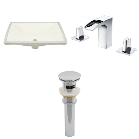 American Imaginations AI-13095 18" Biscuit Rectangular Ceramic Undermount Bathroom Sink Set